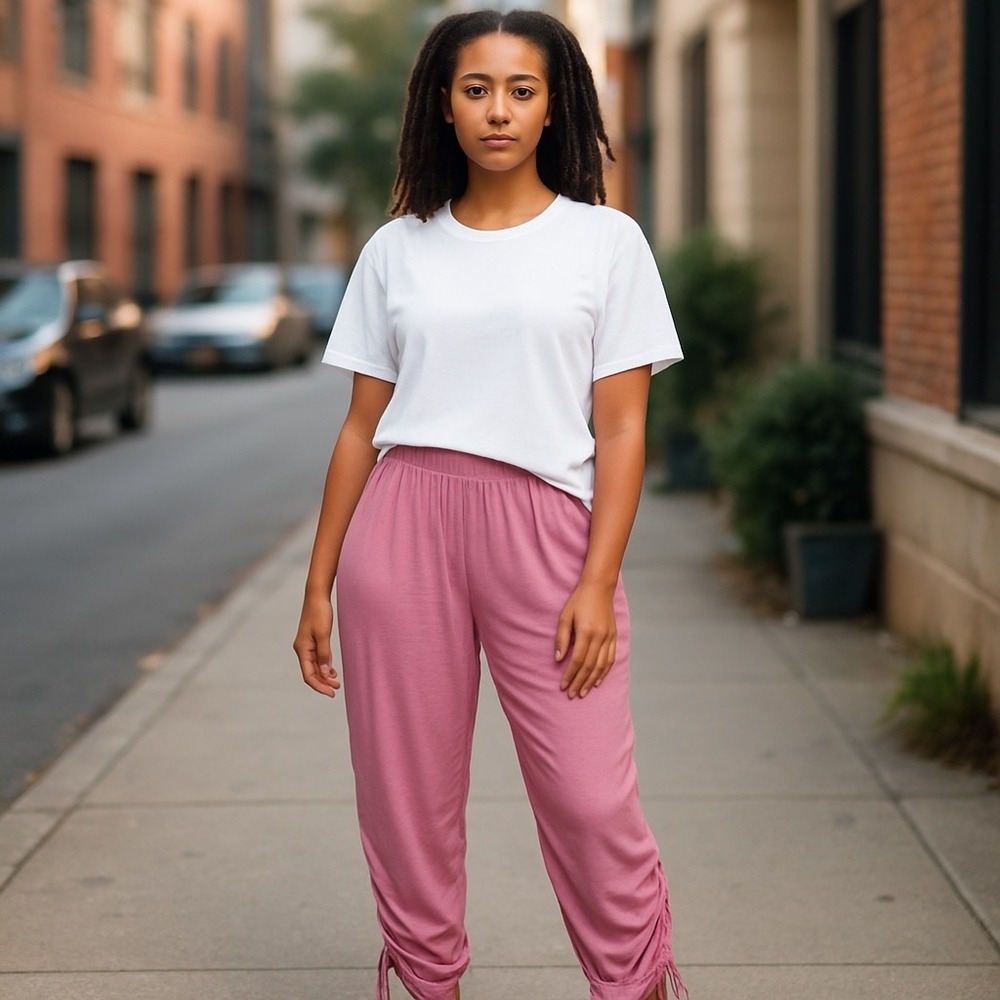 C Treat Women's Pink Drawstring Lounge Pants‎ Comfy Casual Size L/G